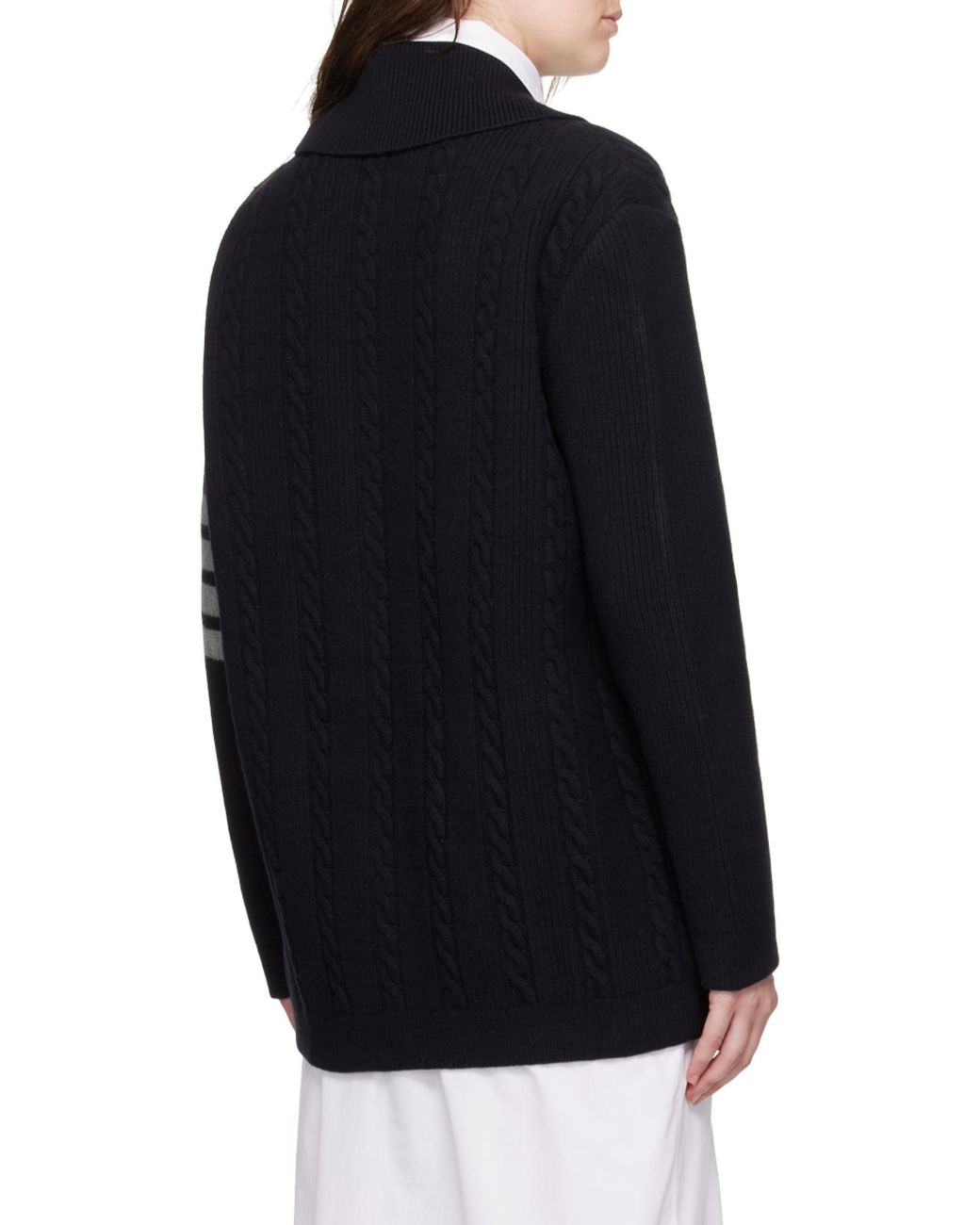 Thom Browne Blue 4 Bar Button-Up Cardigan
