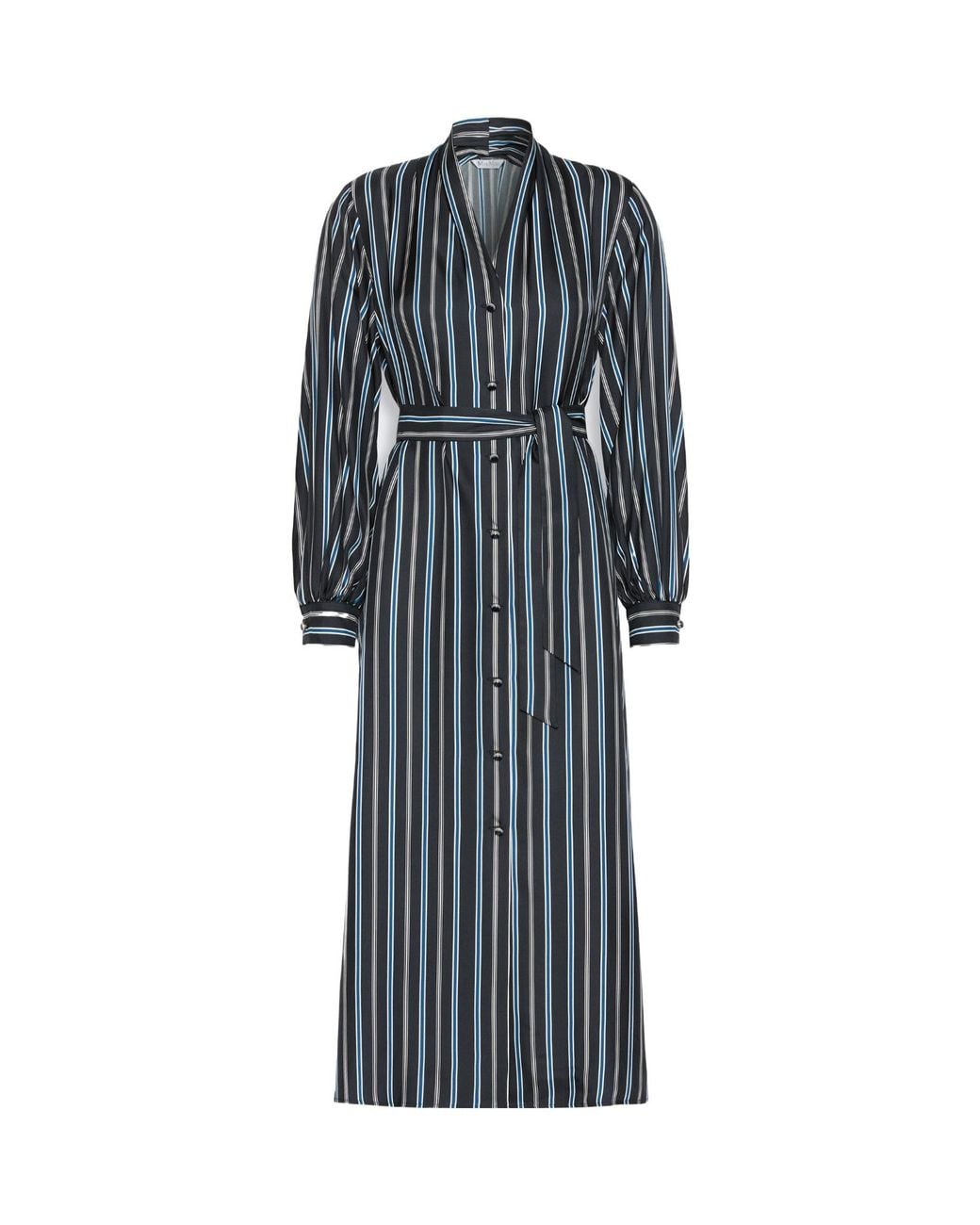 Max Mara Blue Mxmtauro Striped Belted Midi Dress