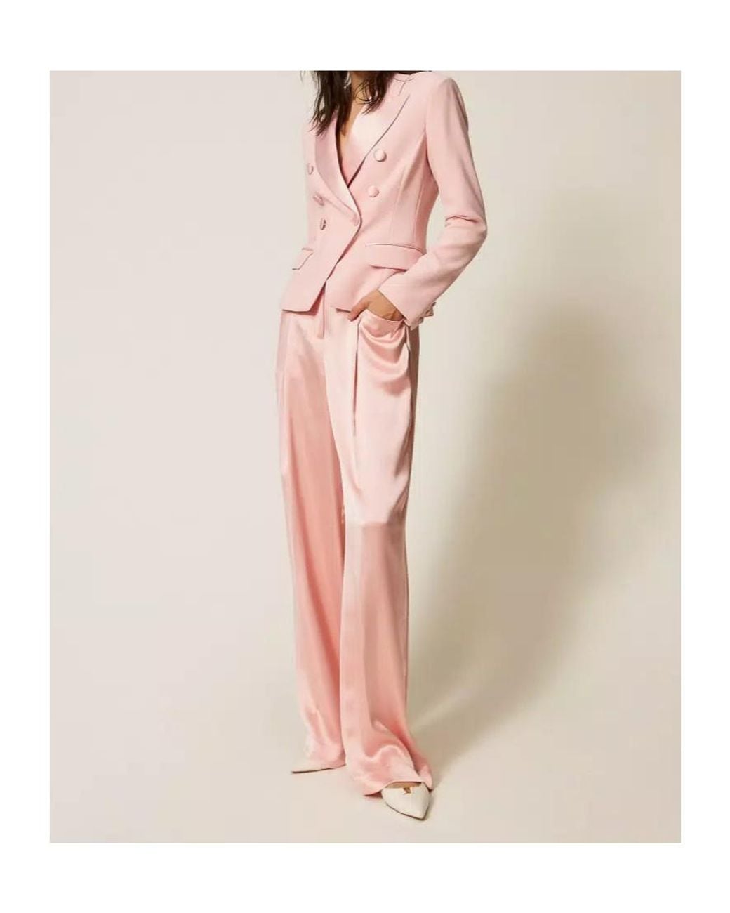Twinset Pink Double-Breasted Blazer