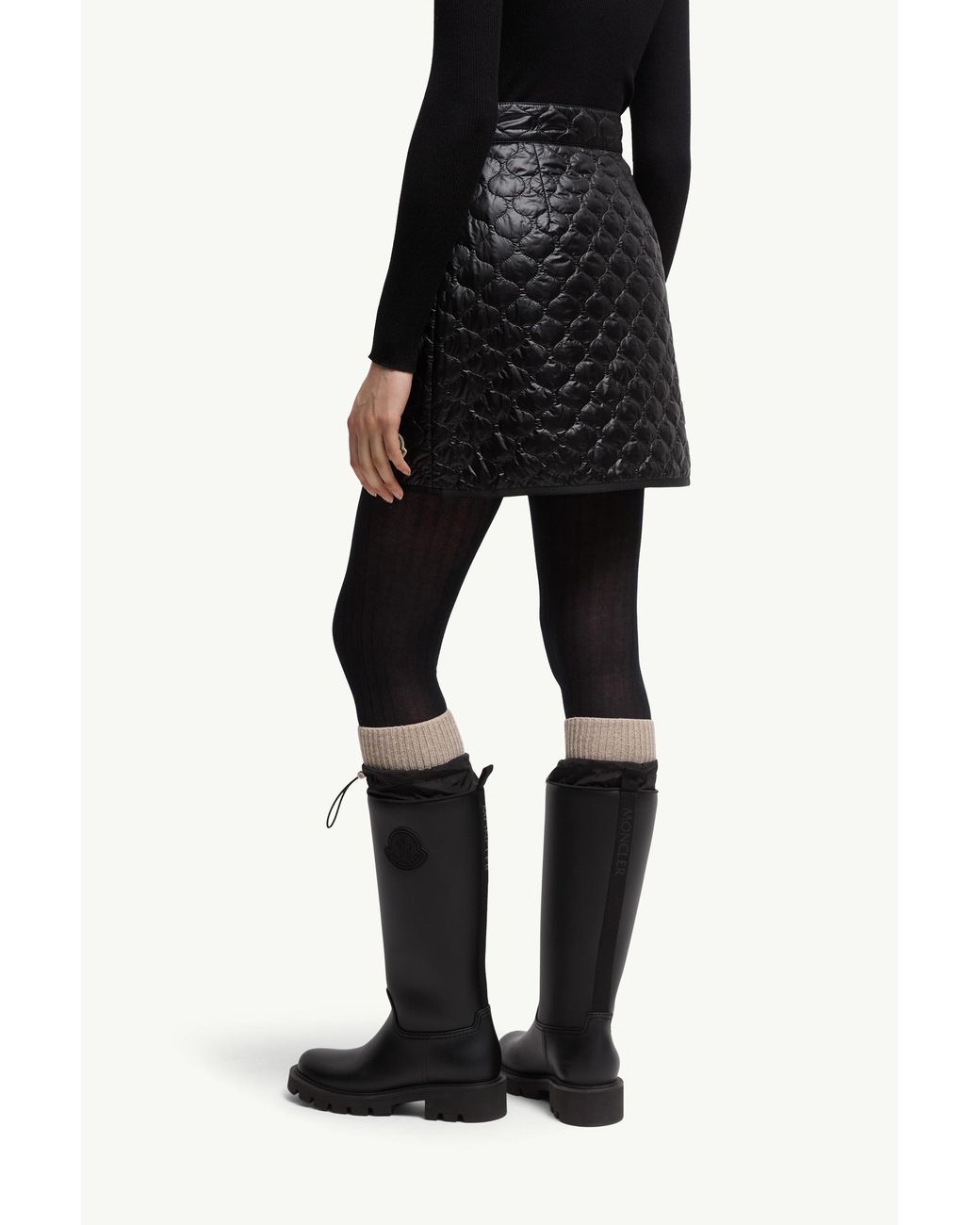 Moncler Black Logo Patch Quilted Skirt