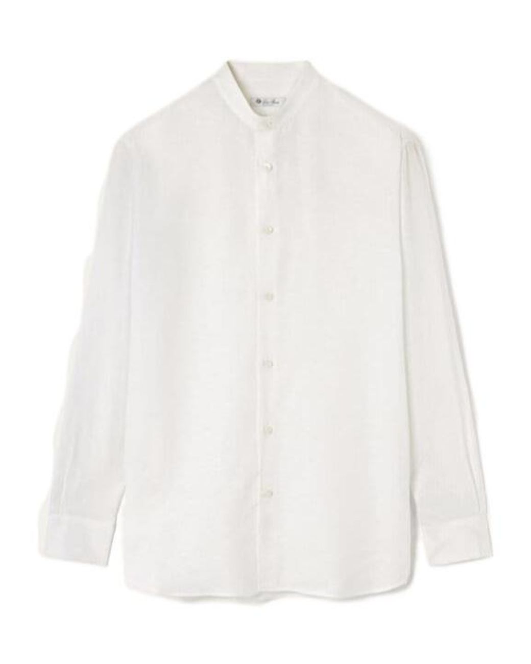 Loro Piana White Elia Low Mandarin Collar Shirt for men