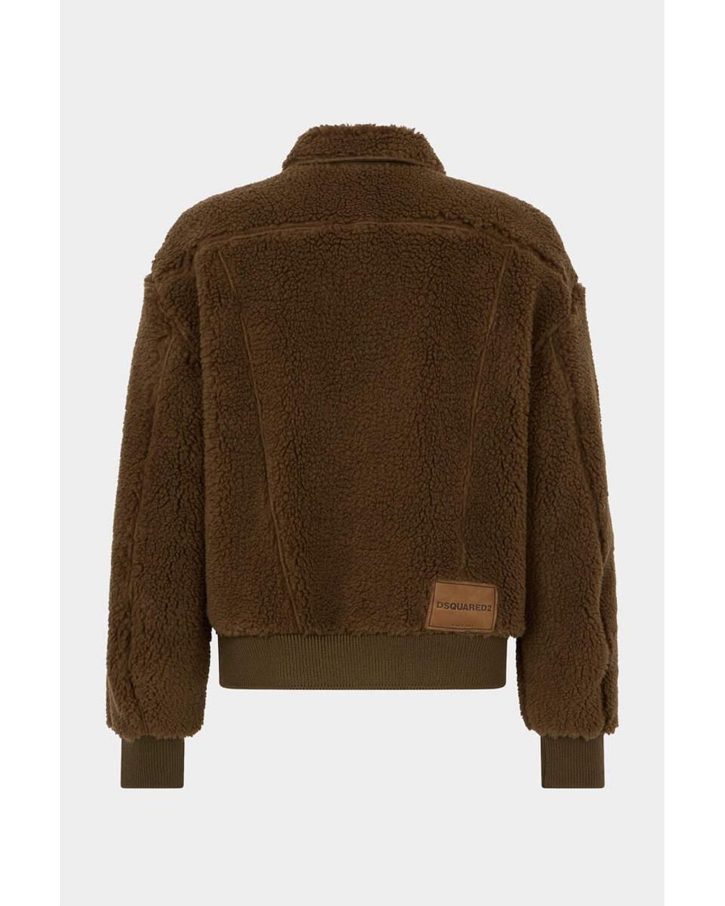 DSquared² Brown Faux Fur Zipped Jacket for men