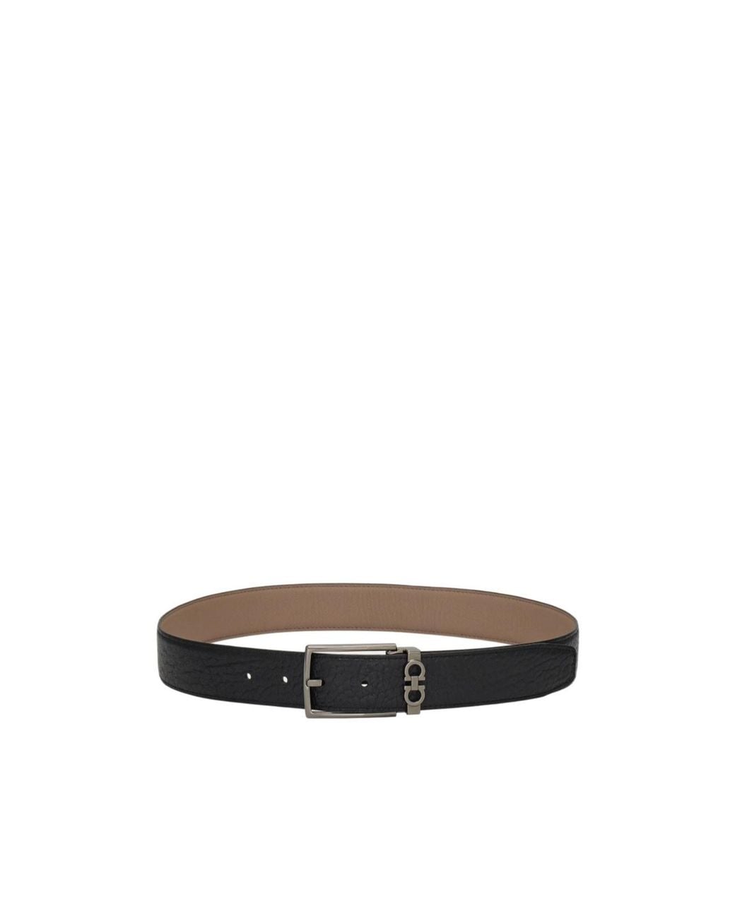 Ferragamo White Reversible And Adjustable Belt With Rectangular Buckle for men