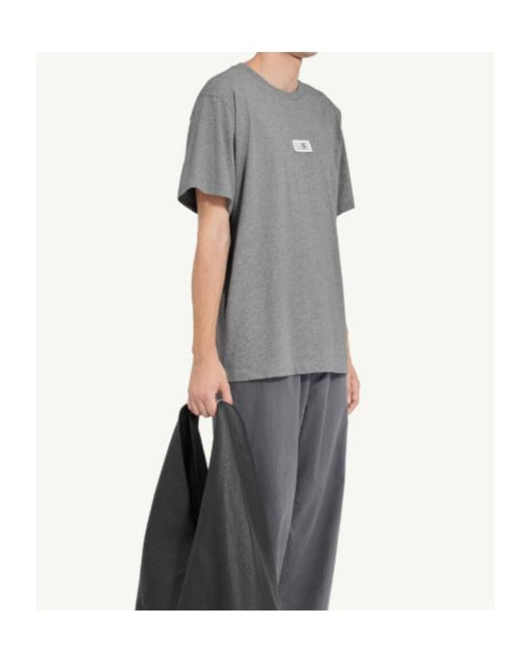 MM6 by Maison Margiela Gray Logo Patch T-Shirt for men