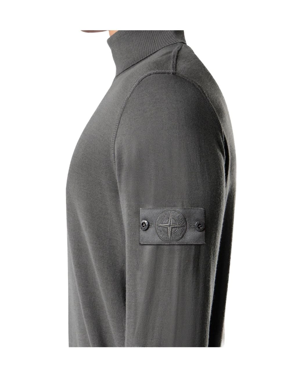 Stone Island Gray Logo Patch Roll-Neck Jumper for men