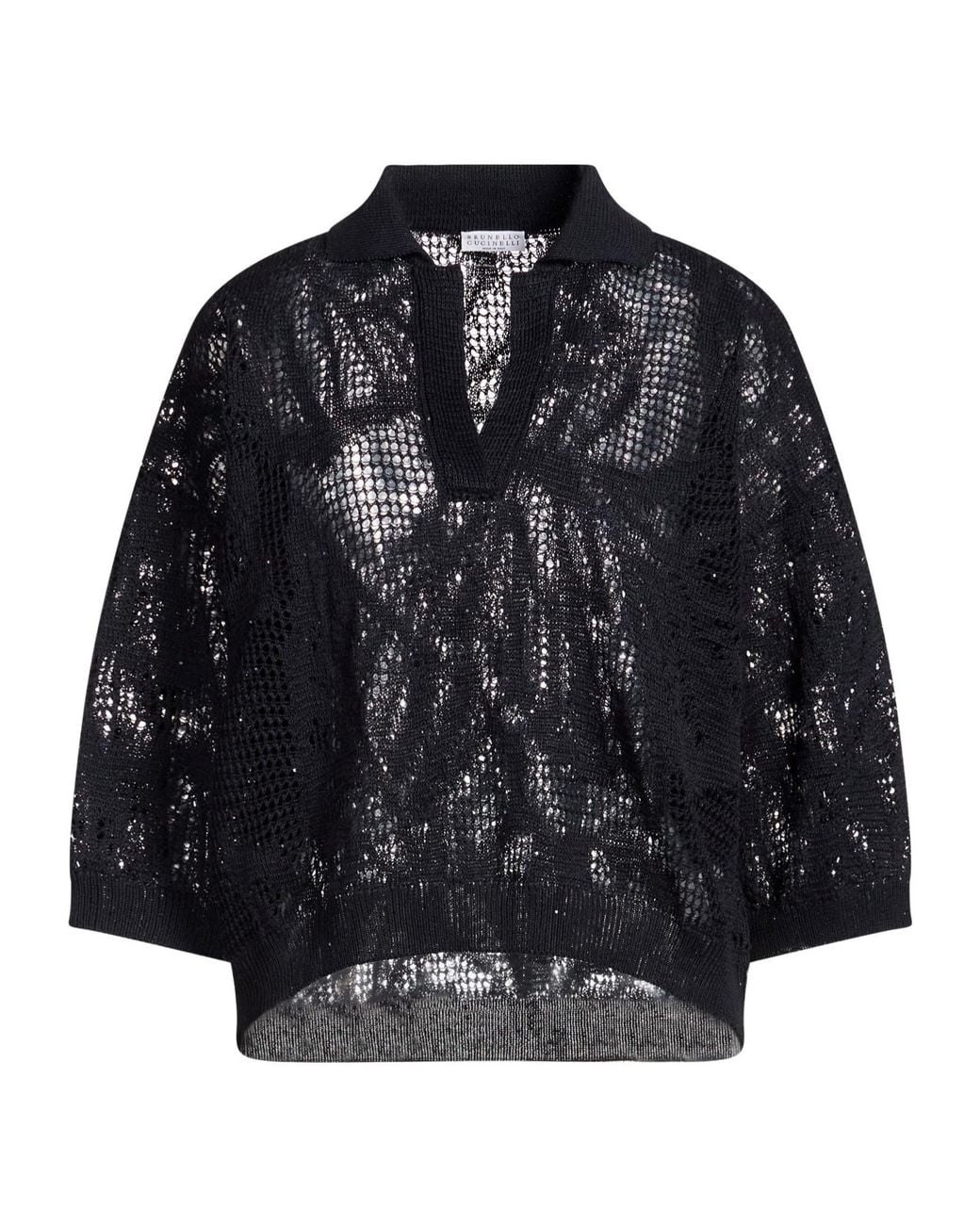 Brunello Cucinelli Black Open-Knit Jumpers