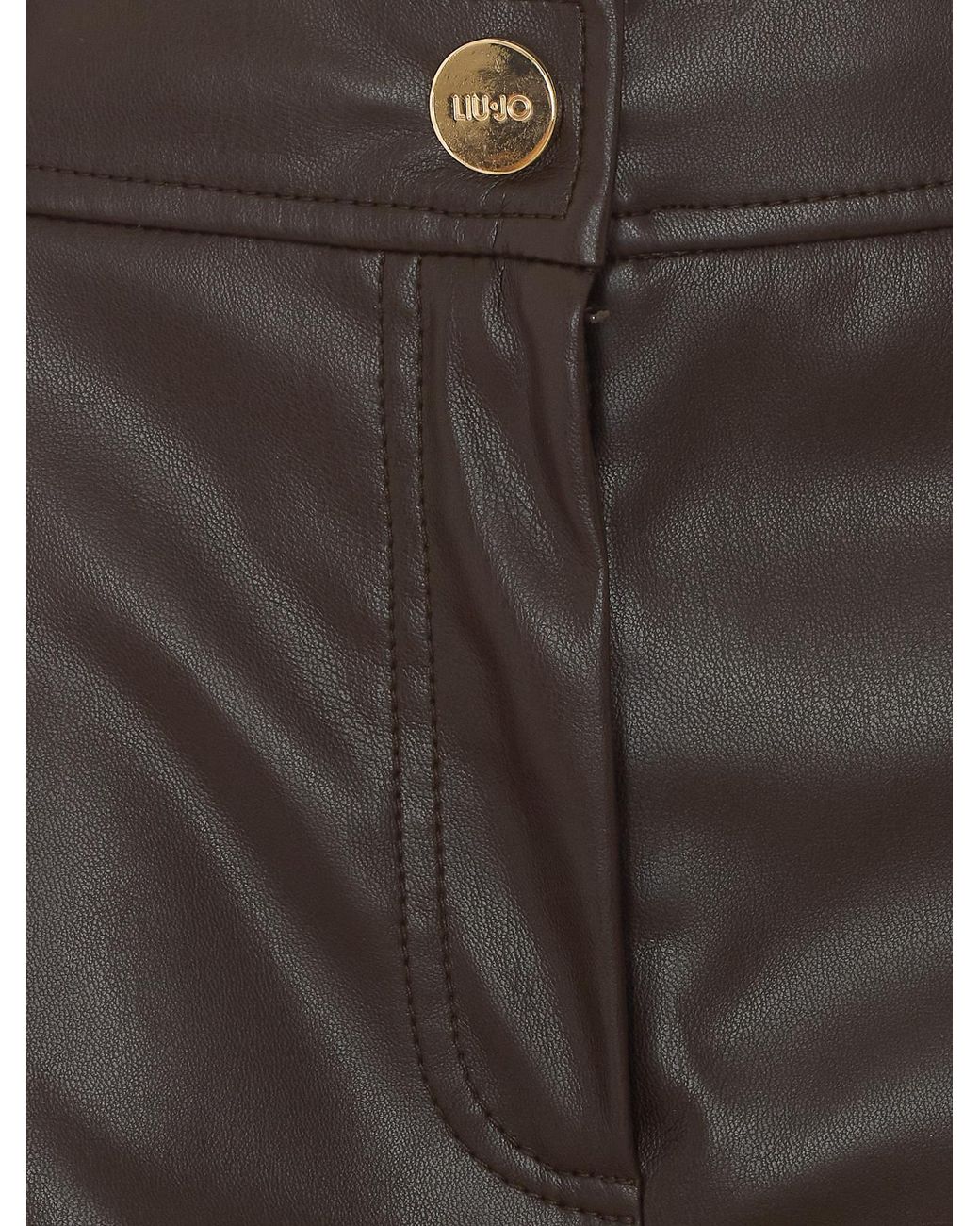 Liu Jo Brown Faux Leather Wide-Leg Pants