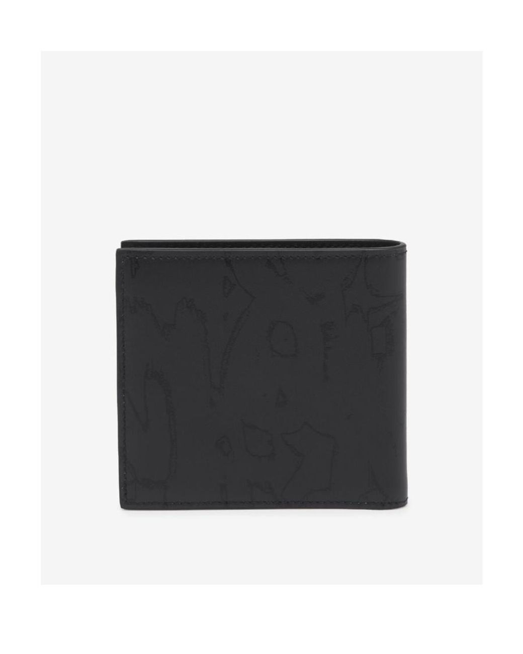 McQueen Black Abstract Print Bi-Fold Wallet for men