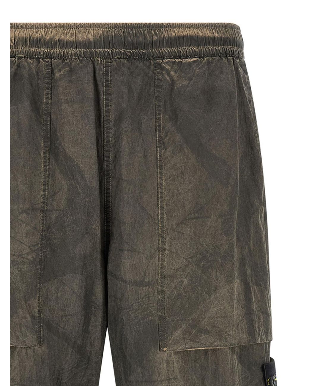 Stone Island Gray Logo Patch Straight Leg Pants for men