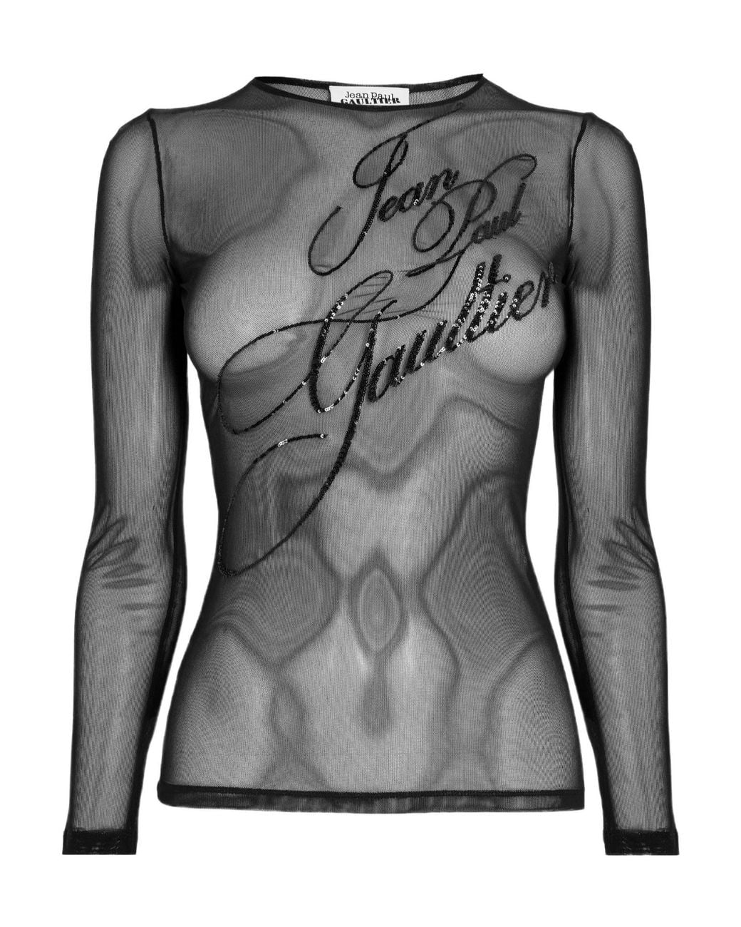 Jean Paul Gaultier Black Crew Neck Long Sleeve Blouse