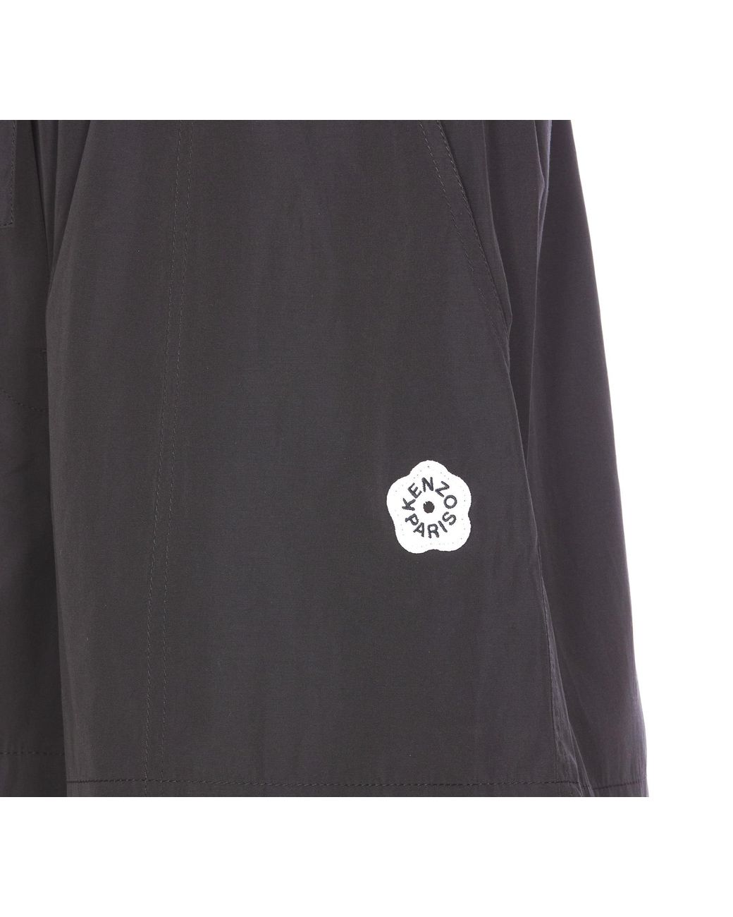 KENZO Gray Boke Flower Patch Drawstring Shorts