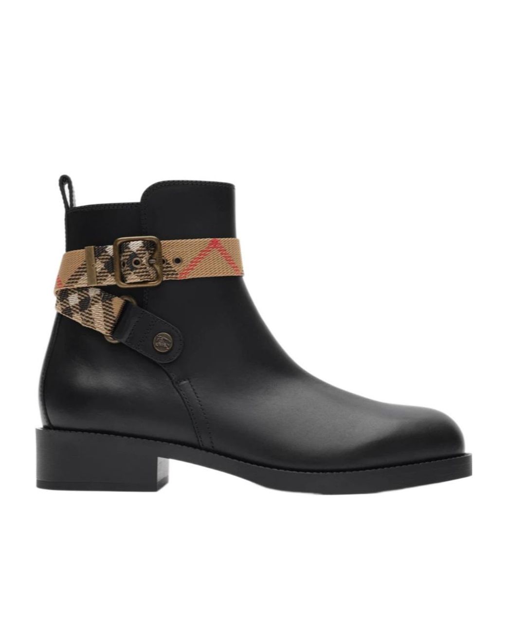 Burberry Black Huntley Check-Strap Ankle Boots