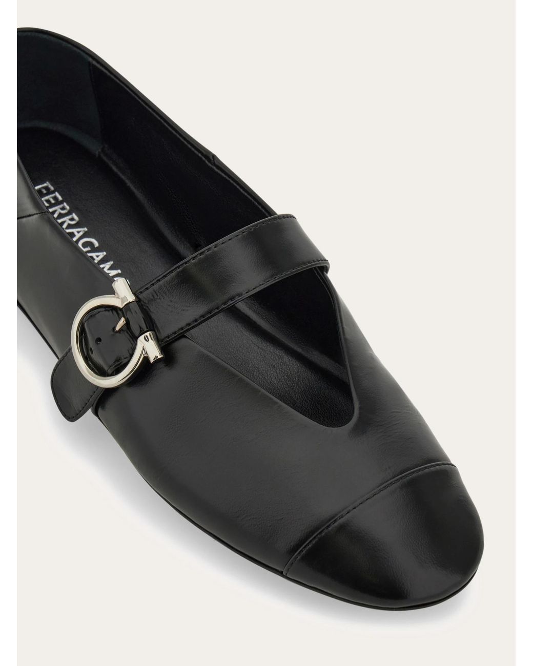 Ferragamo Black Gancini Ballet Flat