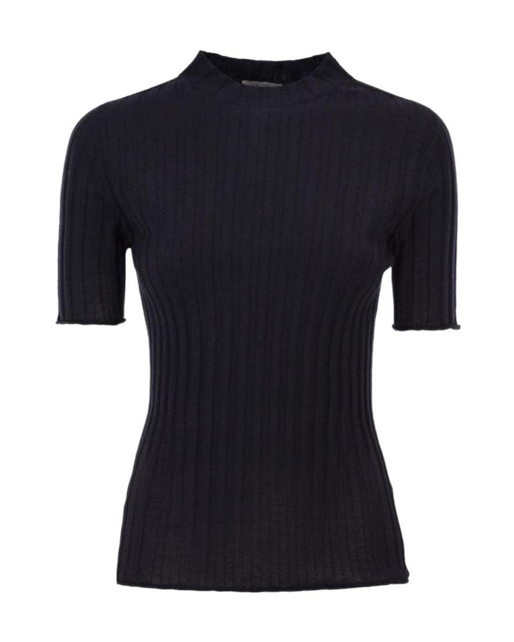 Peserico Black Short-Sleeved Ribbed Sweater