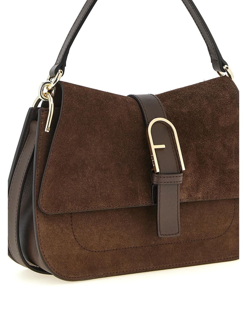 Furla Brown Flow Buckle Shoulder Bag