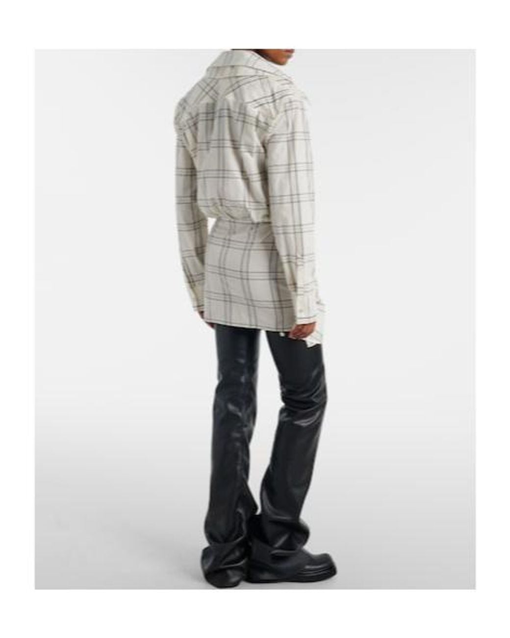 The Attico White Checked Cotton Minidress