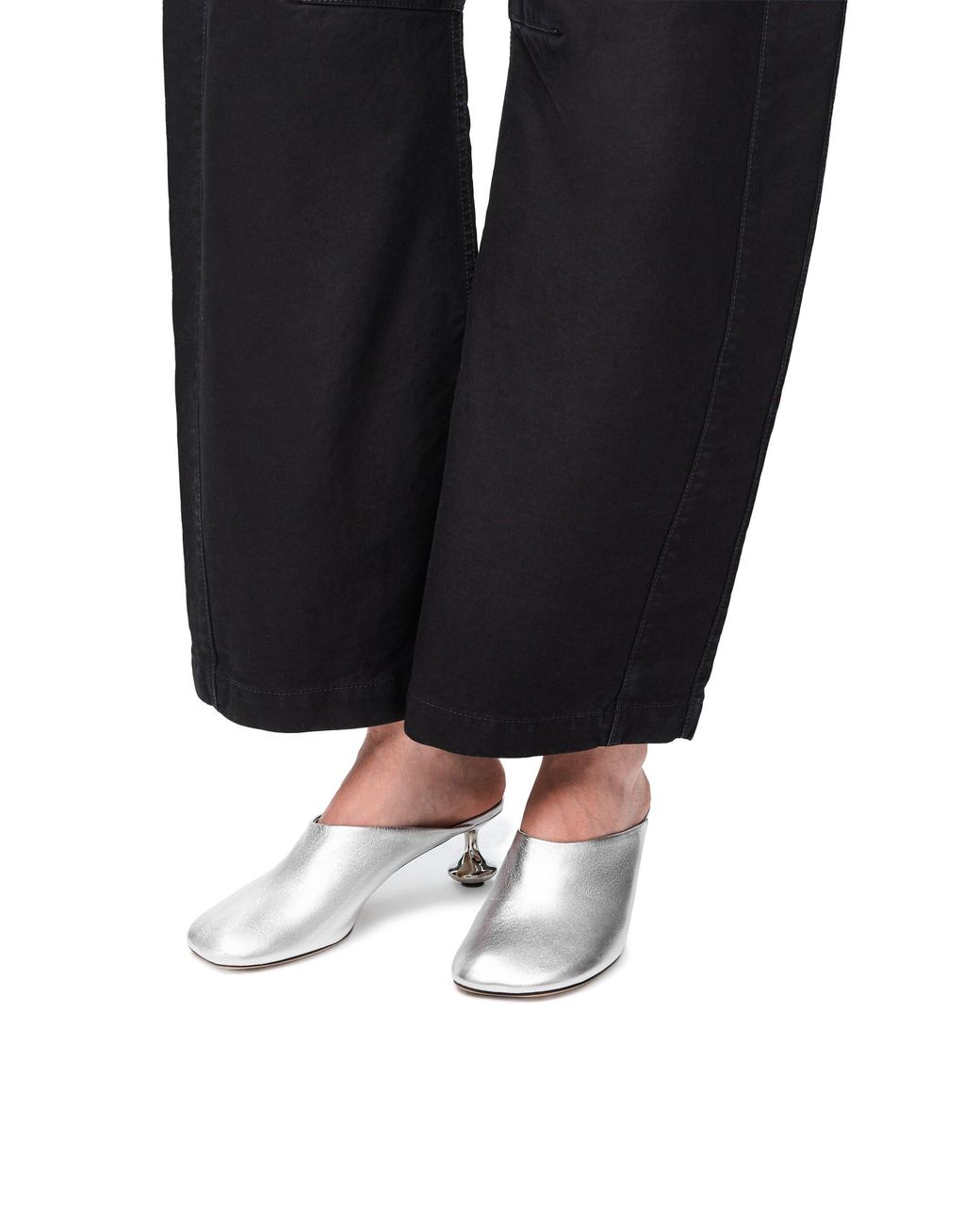 Loewe White Toy Metallic Mule Pumps