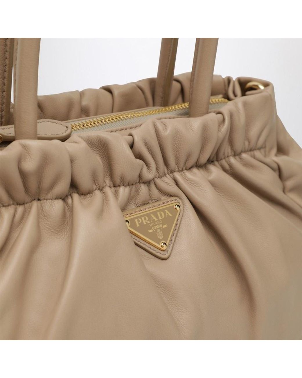 Prada Natural Double Handle Shoulder Bag