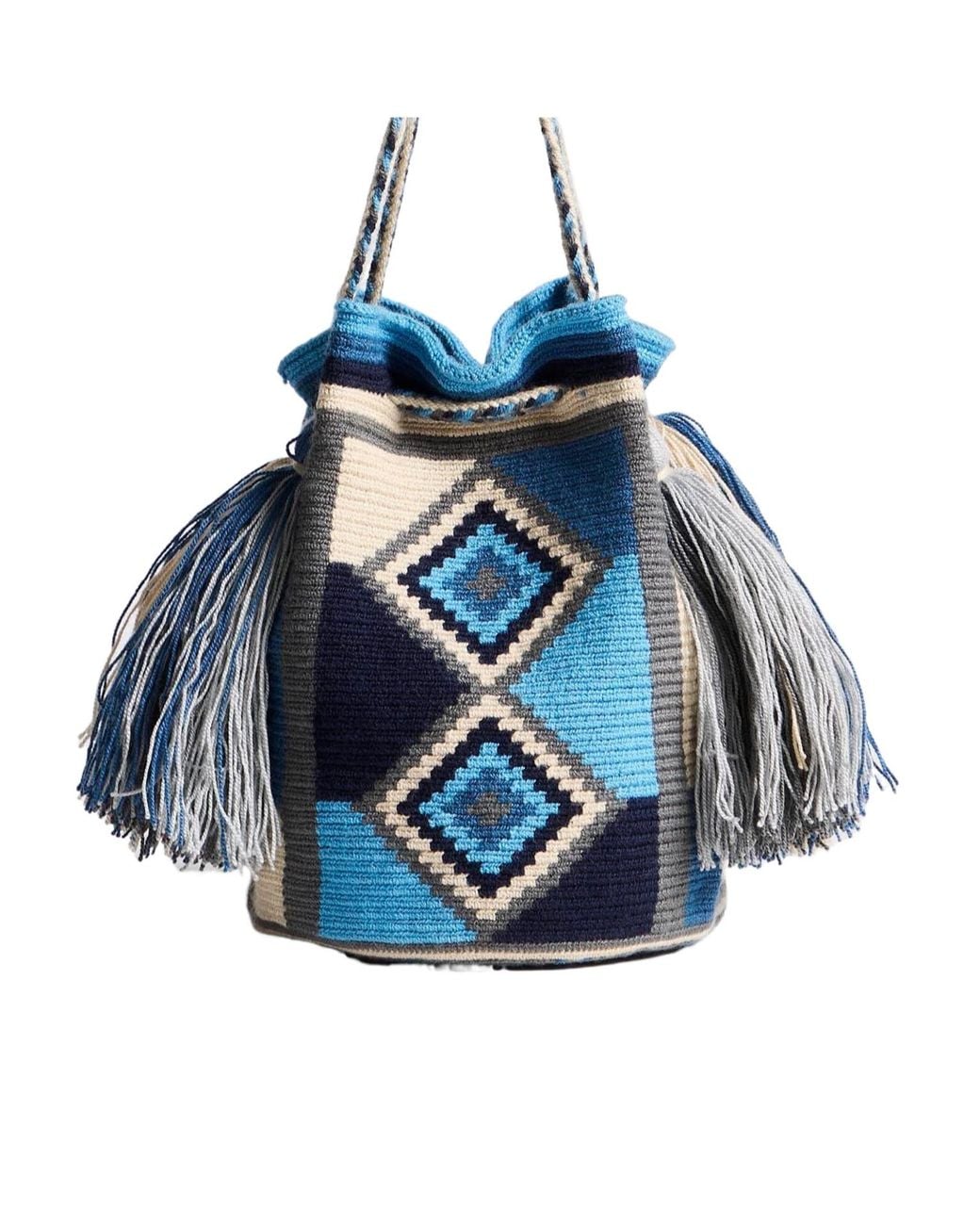 J.W. Anderson Blue Jw Anderson Wayuu Embroidered Bucket Bag