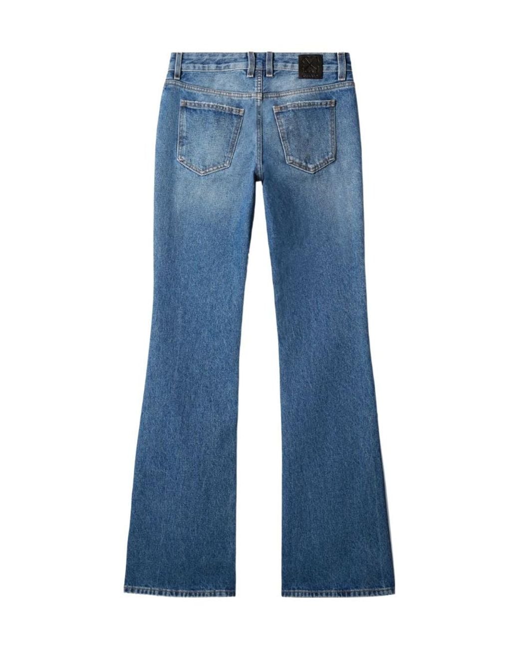 Off-White c/o Virgil Abloh Blue Logo Patch Flared Jeans