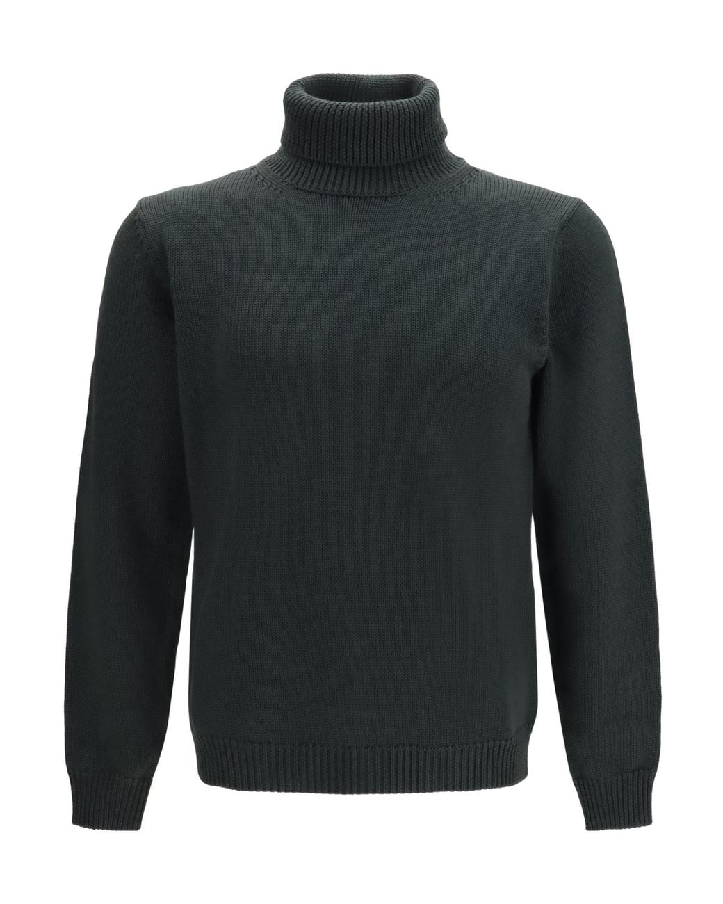 Roberto Collina Black Ribbed Turtleneck Knitted Sweater for men