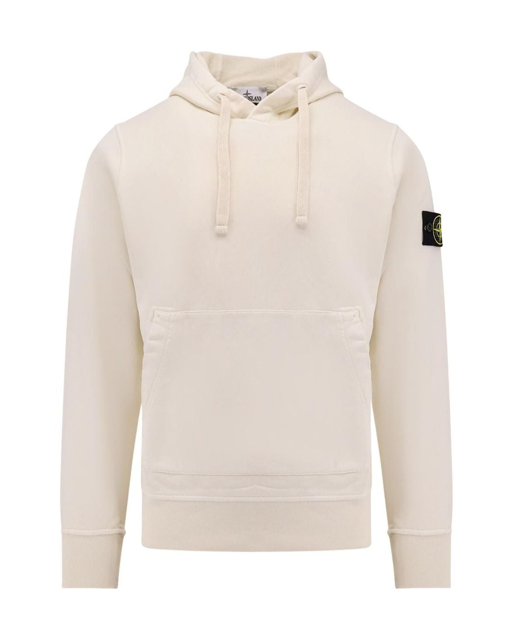 Stone Island White Logo Patch Drawstring Hoodie for men