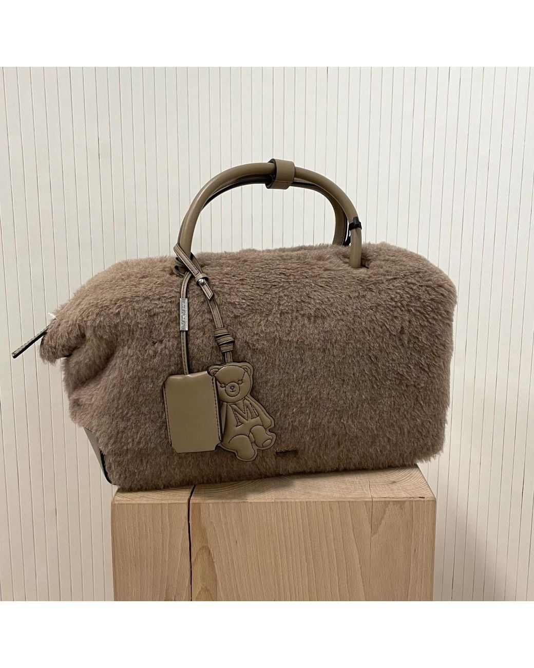 Max Mara Brown Teddy Large Boston Bag