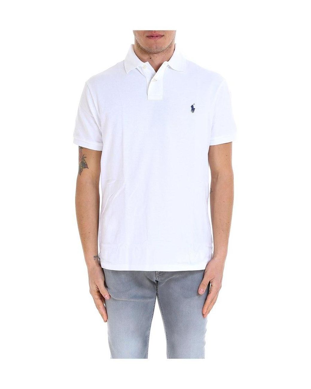 Polo Ralph Lauren White Classic Embroidered Polo Shirt for men