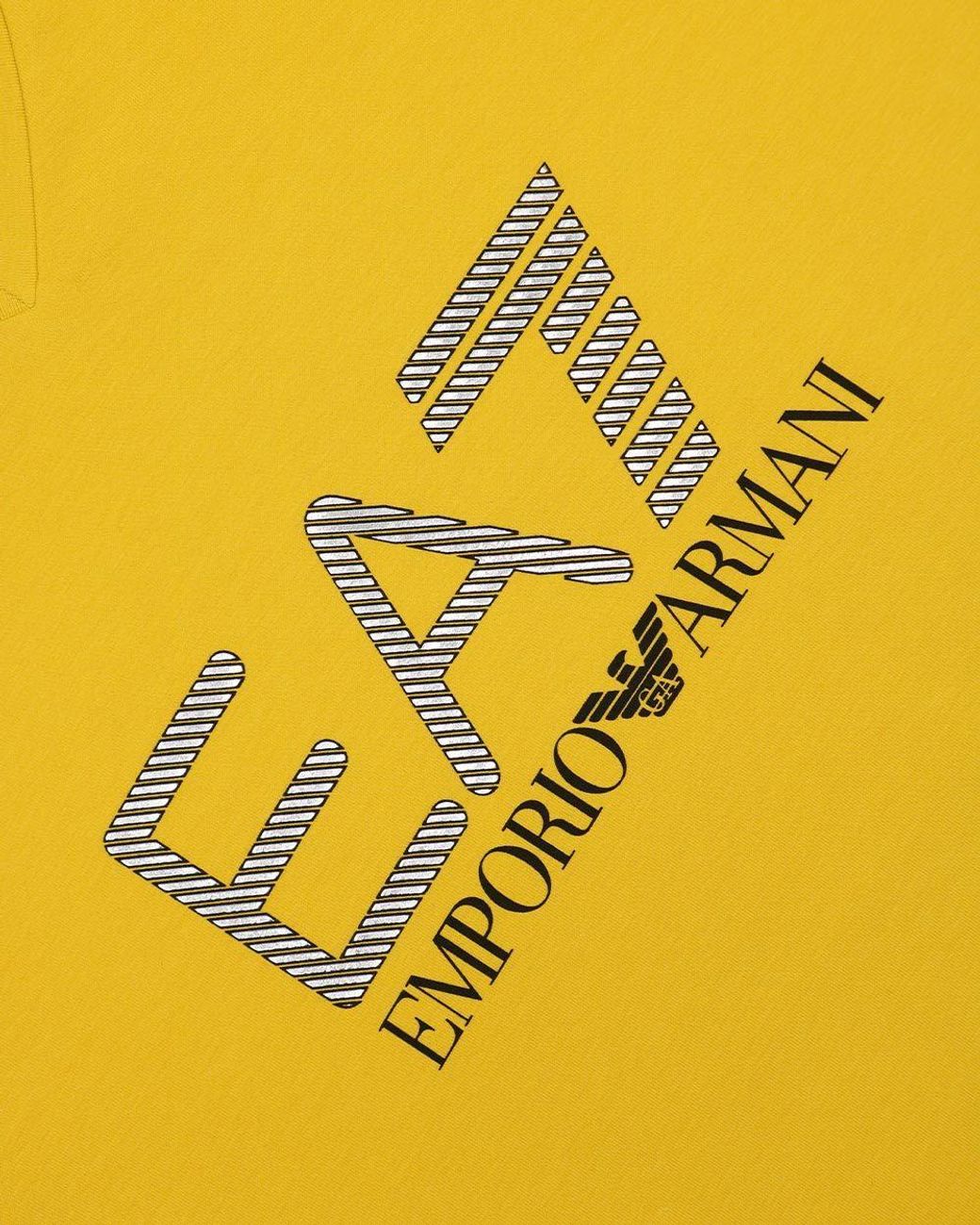 EA7 Yellow Logo Crew-Neck T-Shirt for men