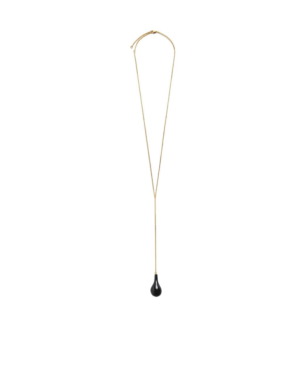 Totême White Large Onyx Teardrop-Pendant Necklace