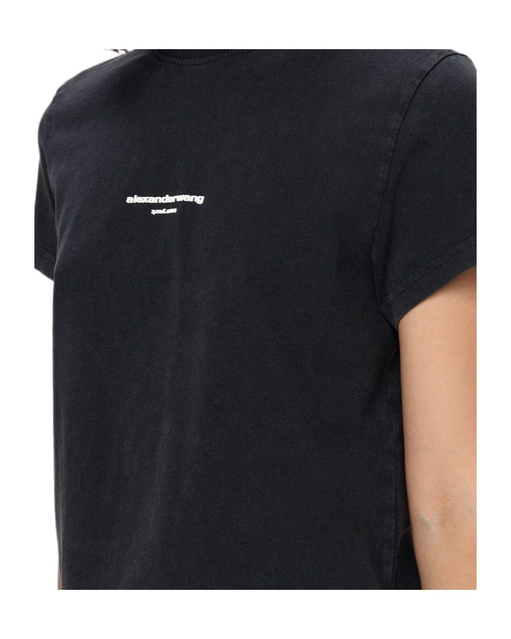 Alexander Wang Black Logo Cropped T-Shirt for men