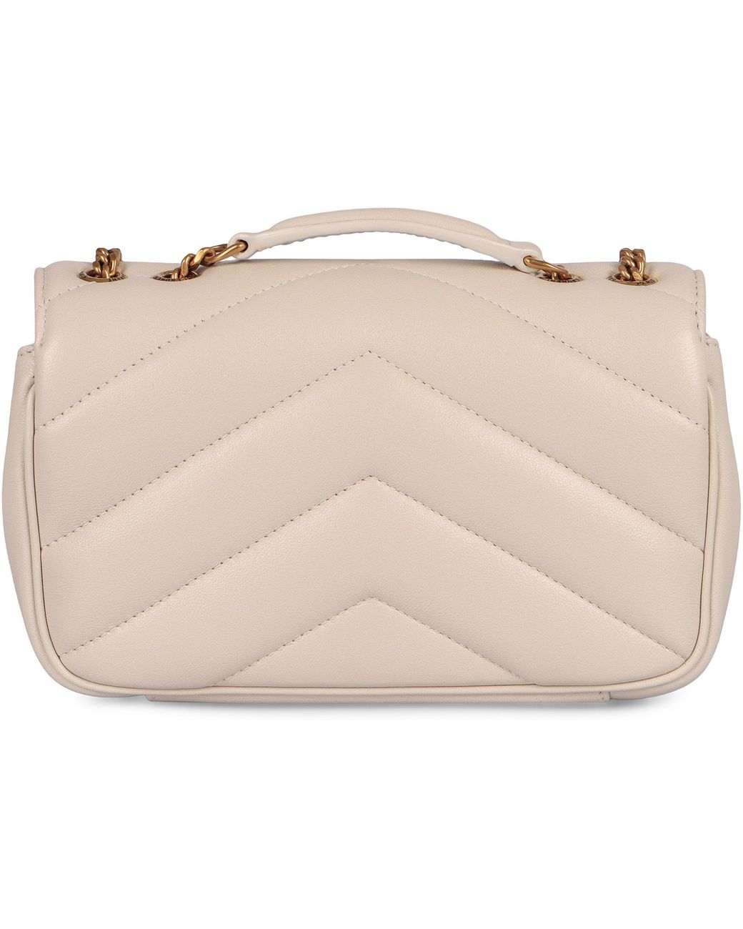 Saint Laurent Natural Mini Loulou Quilted Shoulder Bag