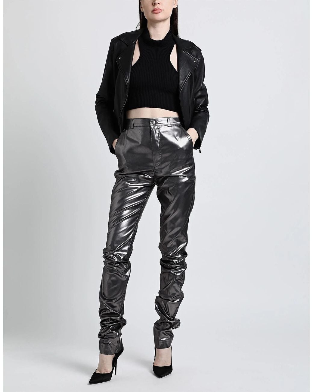 Dolce & Gabbana Black Metallic Bootcut Pants