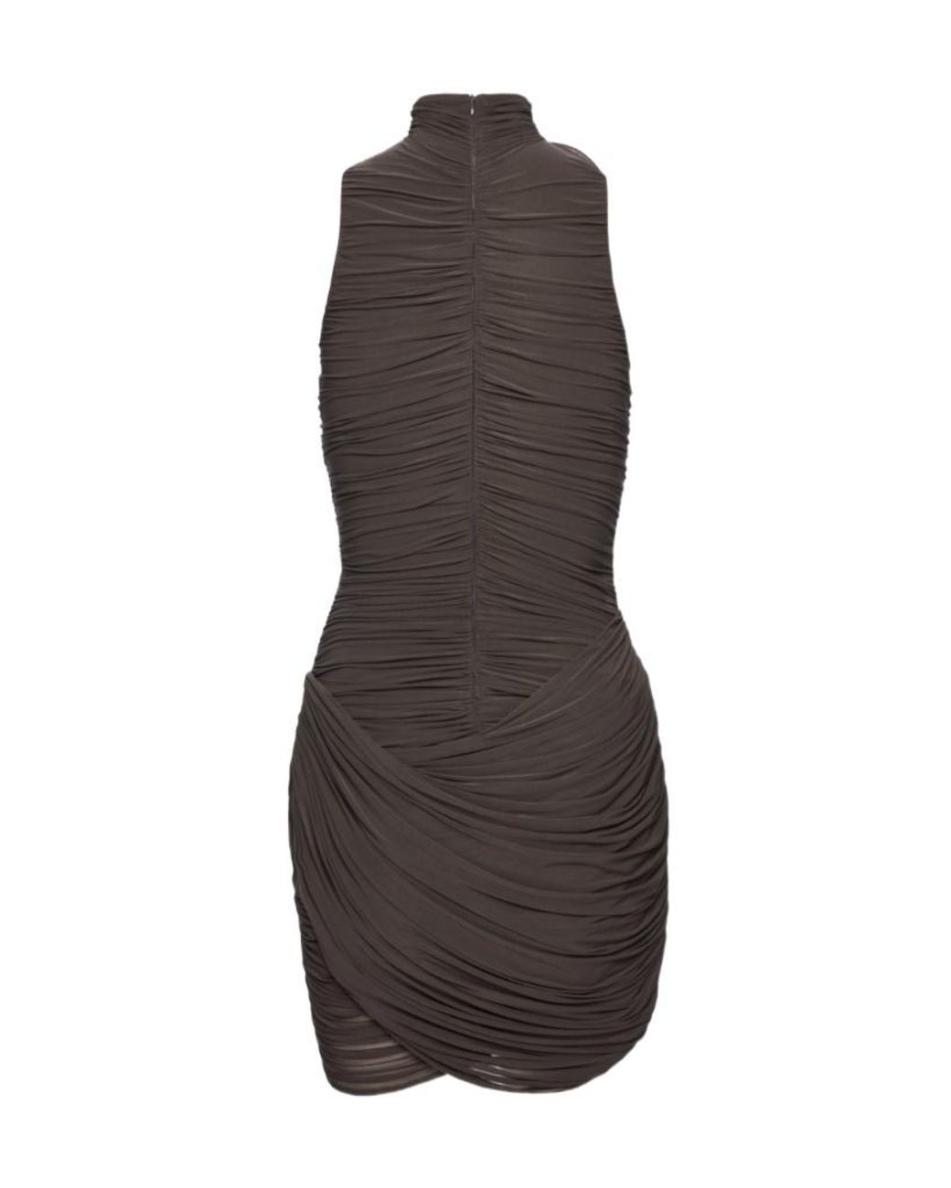 Magda Butrym Brown High-Neck Draped Mini Dress