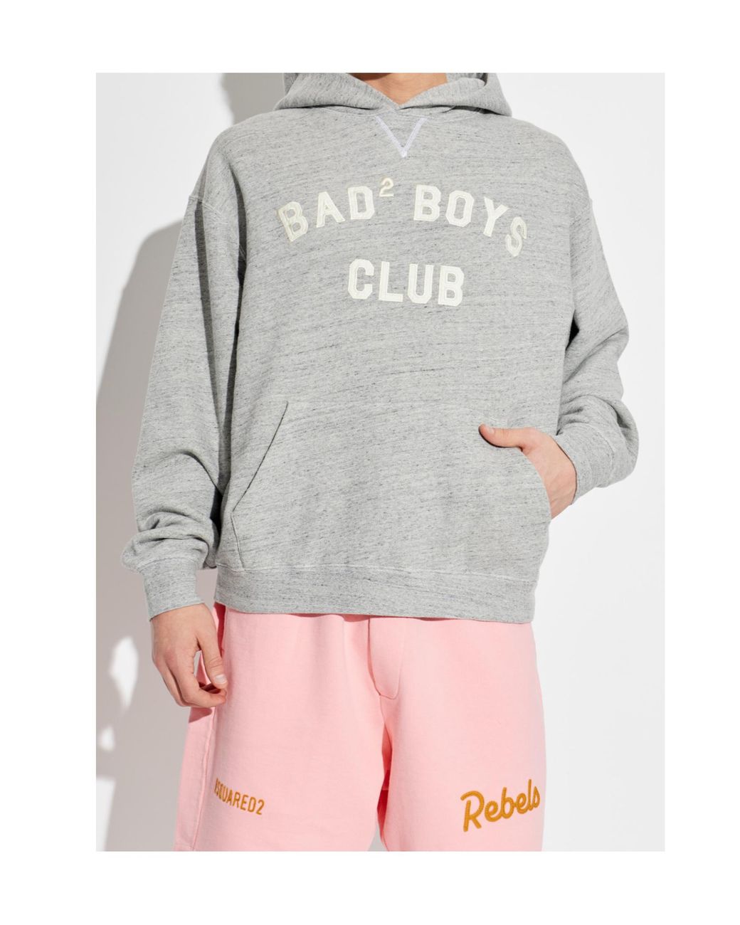 DSquared² Gray Long Sleeve Logo Embroidered Hoodie for men