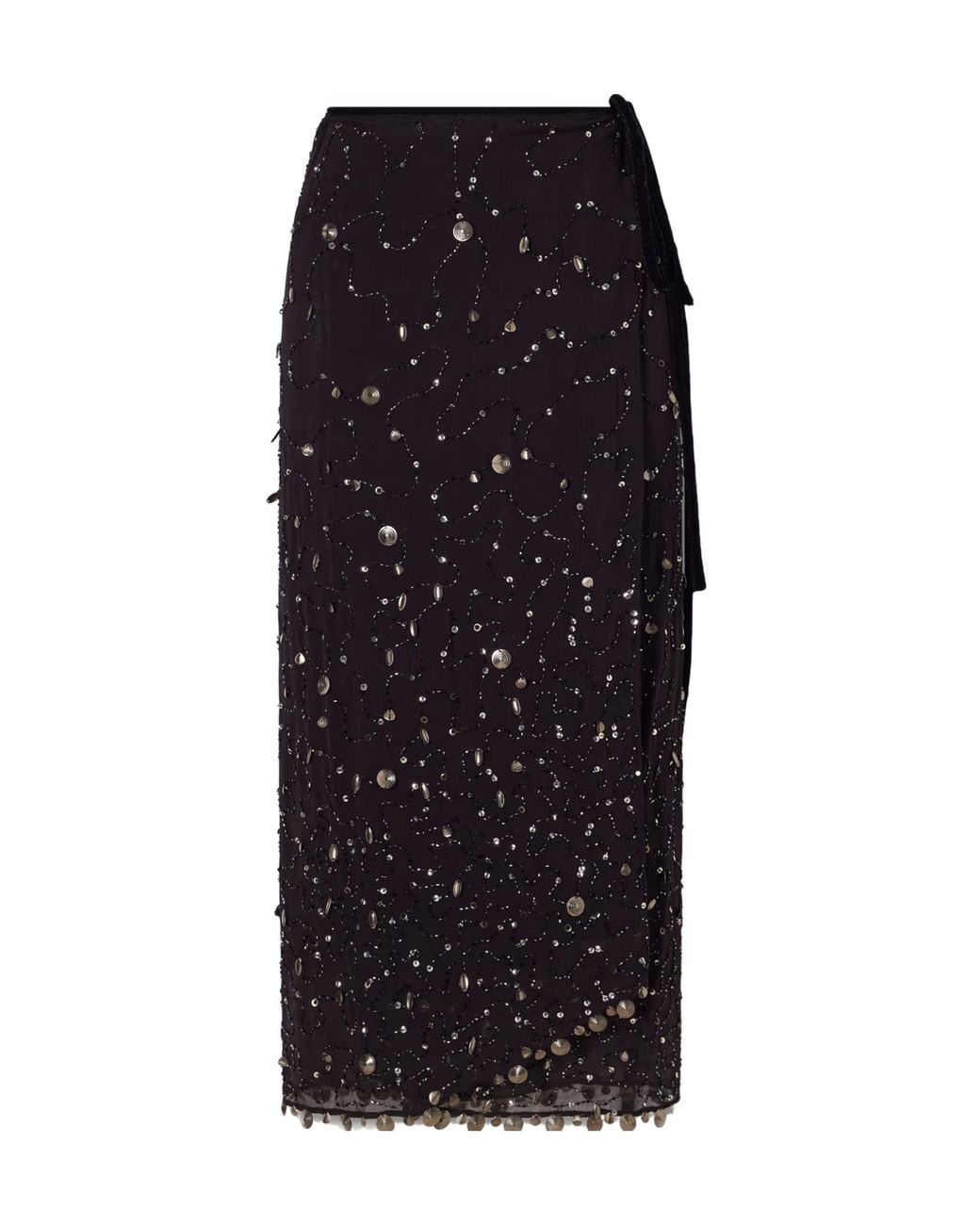 Staud Black Mer Embellished Wrap Skirt