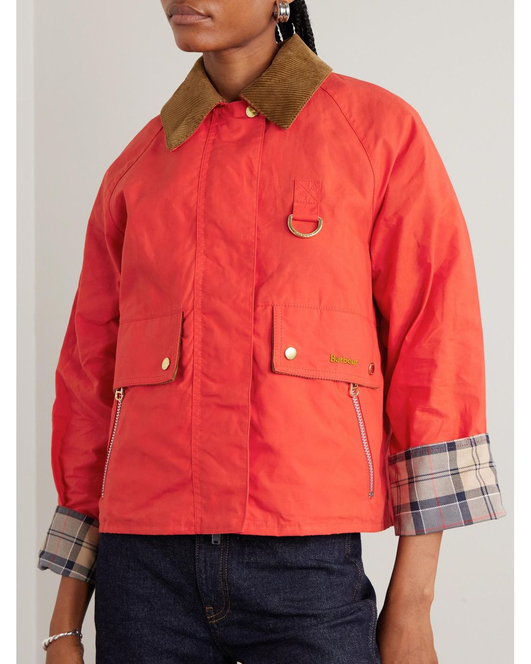Barbour Red Cropped Cotton Jacket