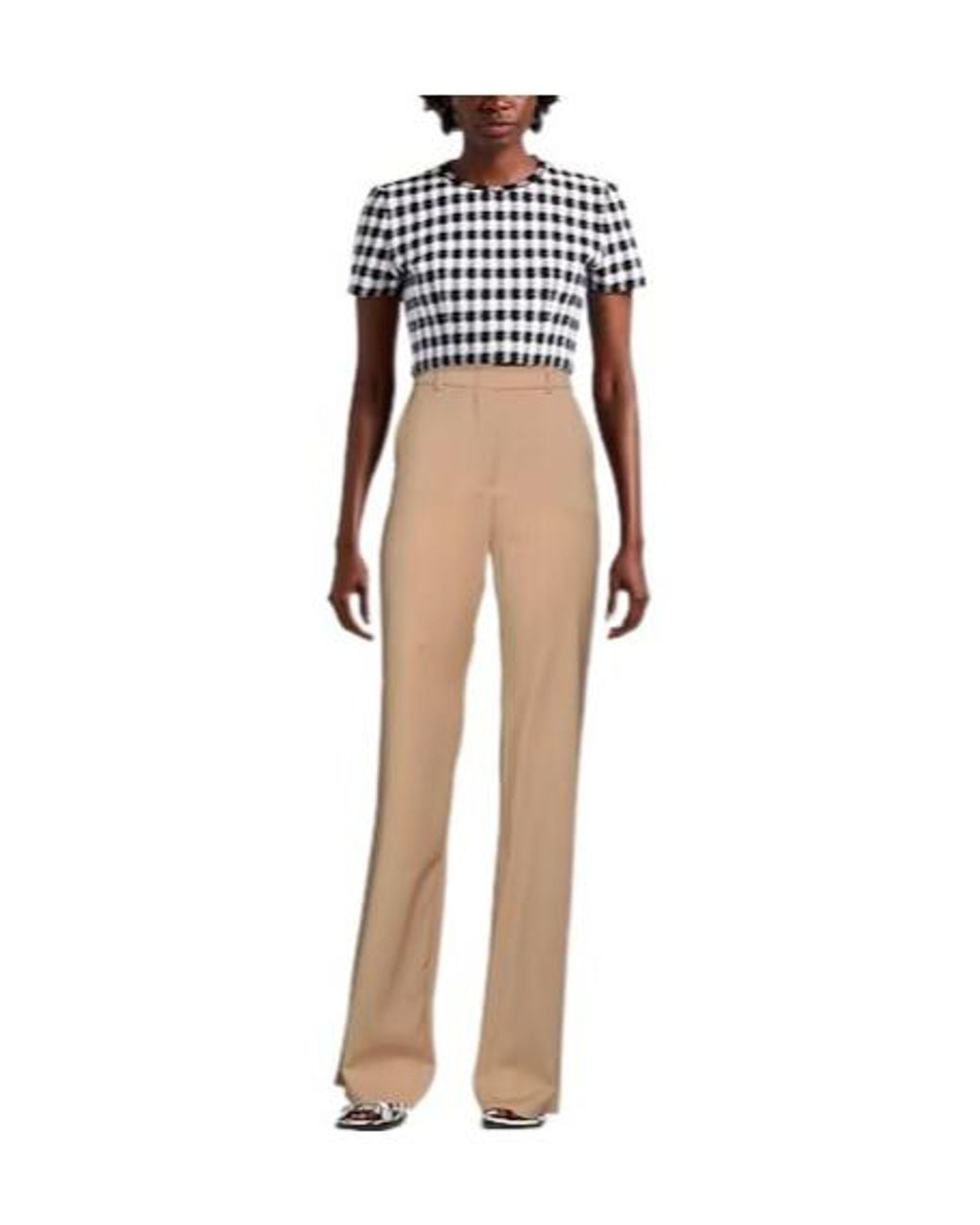 Sportmax Natural High-Waisted Slightly Flared Dress Pants
