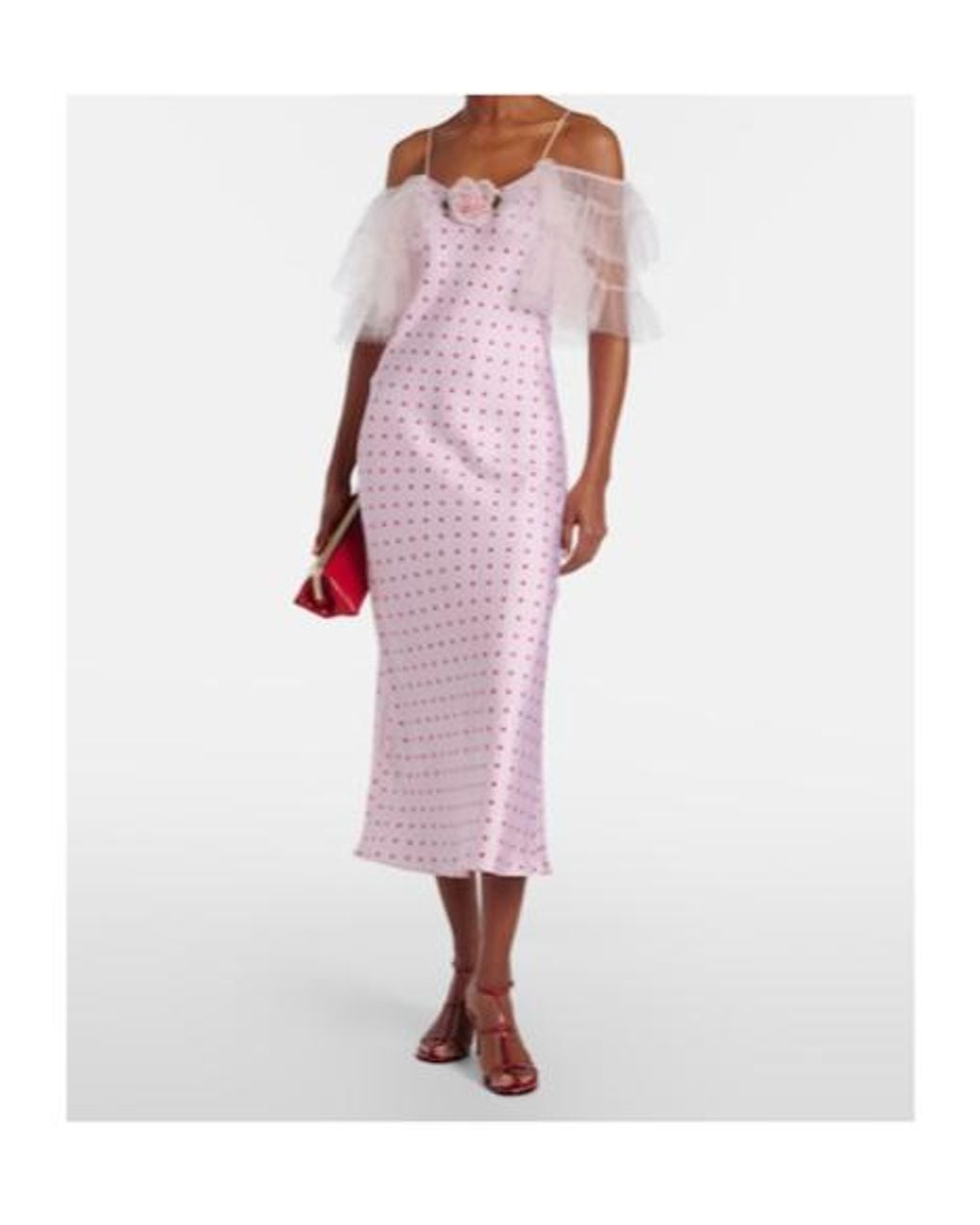Rodarte Pink Floral-Applique Printed Silk Slip Dress