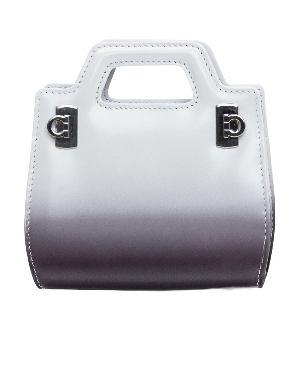 Ferragamo Gray Double Gancini Buckle Shoulder Bag