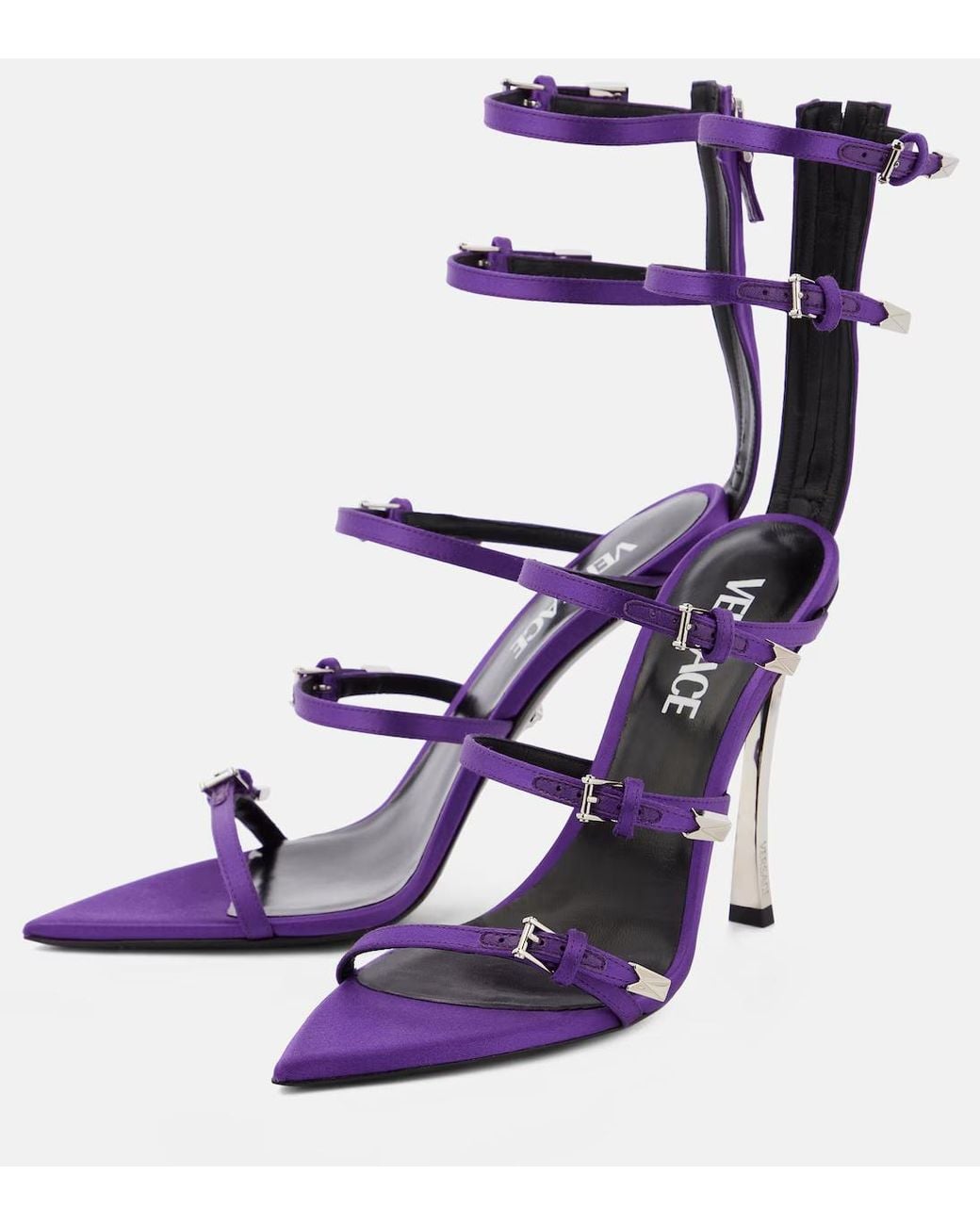 Versace Blue Pin-Point Leather Sandals