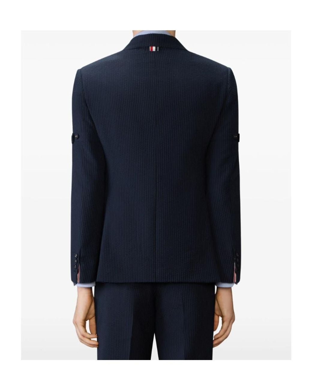 Thom Browne Blue Textured Single-Breasted Blazer for men