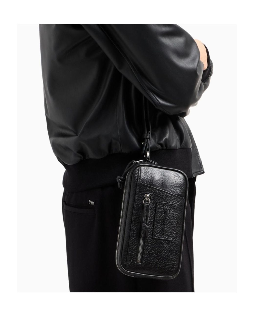 Emporio Armani Black Wrist Strap Clutch Bag for men