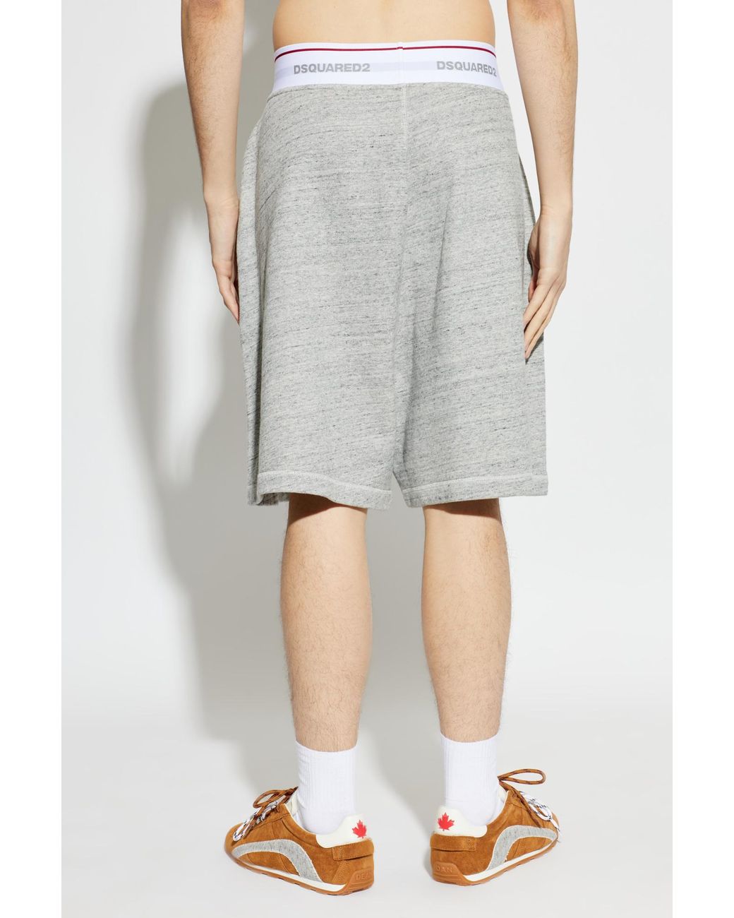 DSquared² Gray Logo Waist Loose Fit Shorts for men