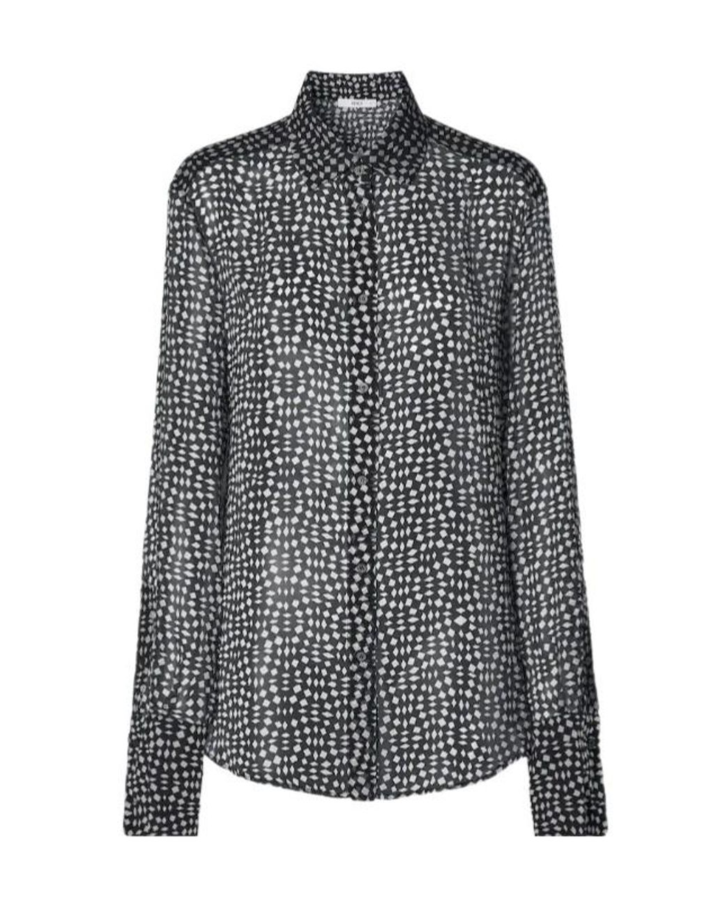 Fendi Gray Printed Long Sleeved Georgette Shirt