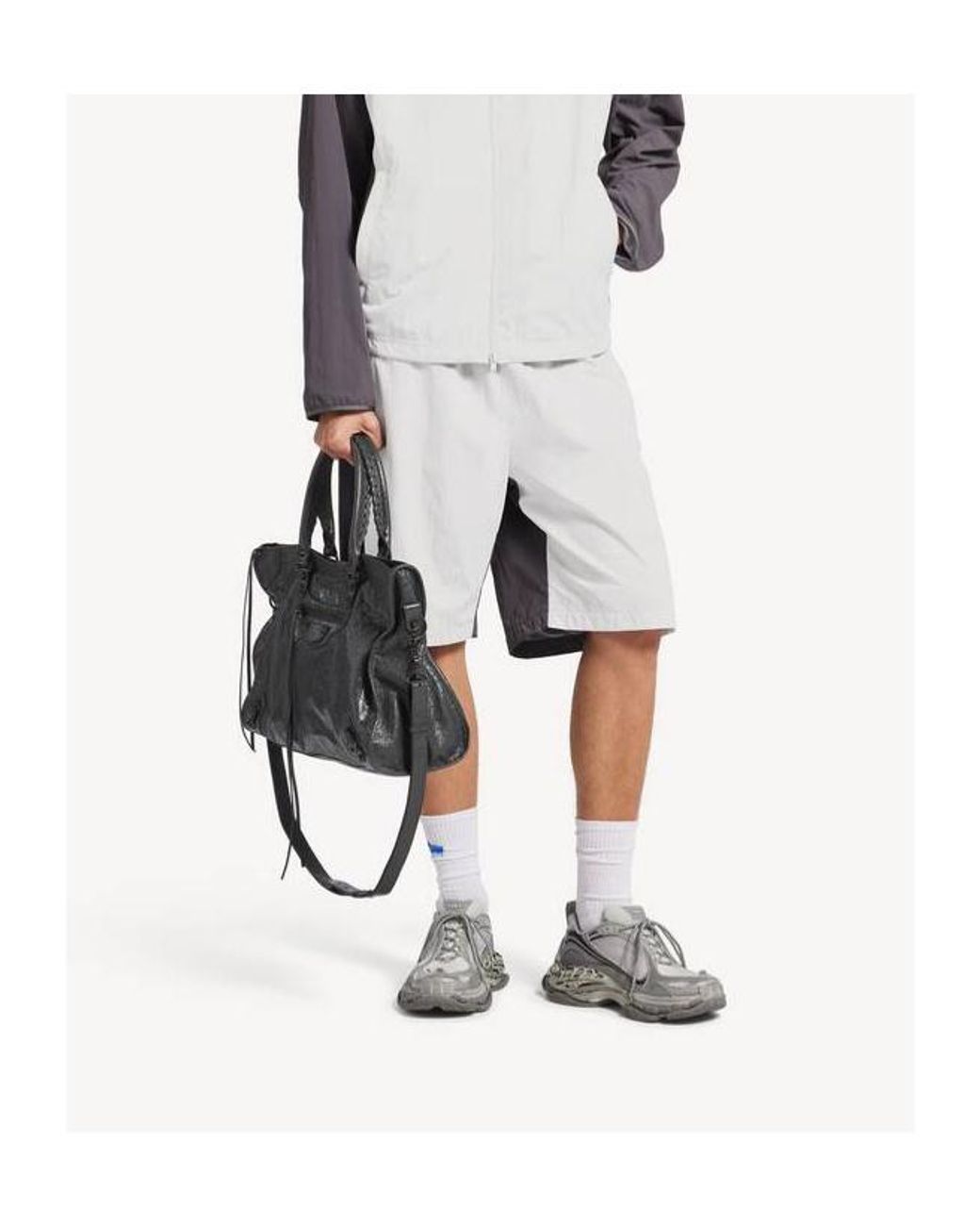Balenciaga White Logo Embroidered Shorts for men