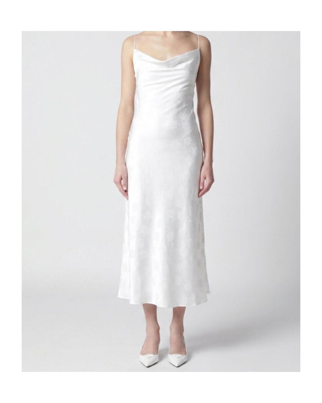 ROTATE BIRGER CHRISTENSEN White Cowl-Neck Midi Dress