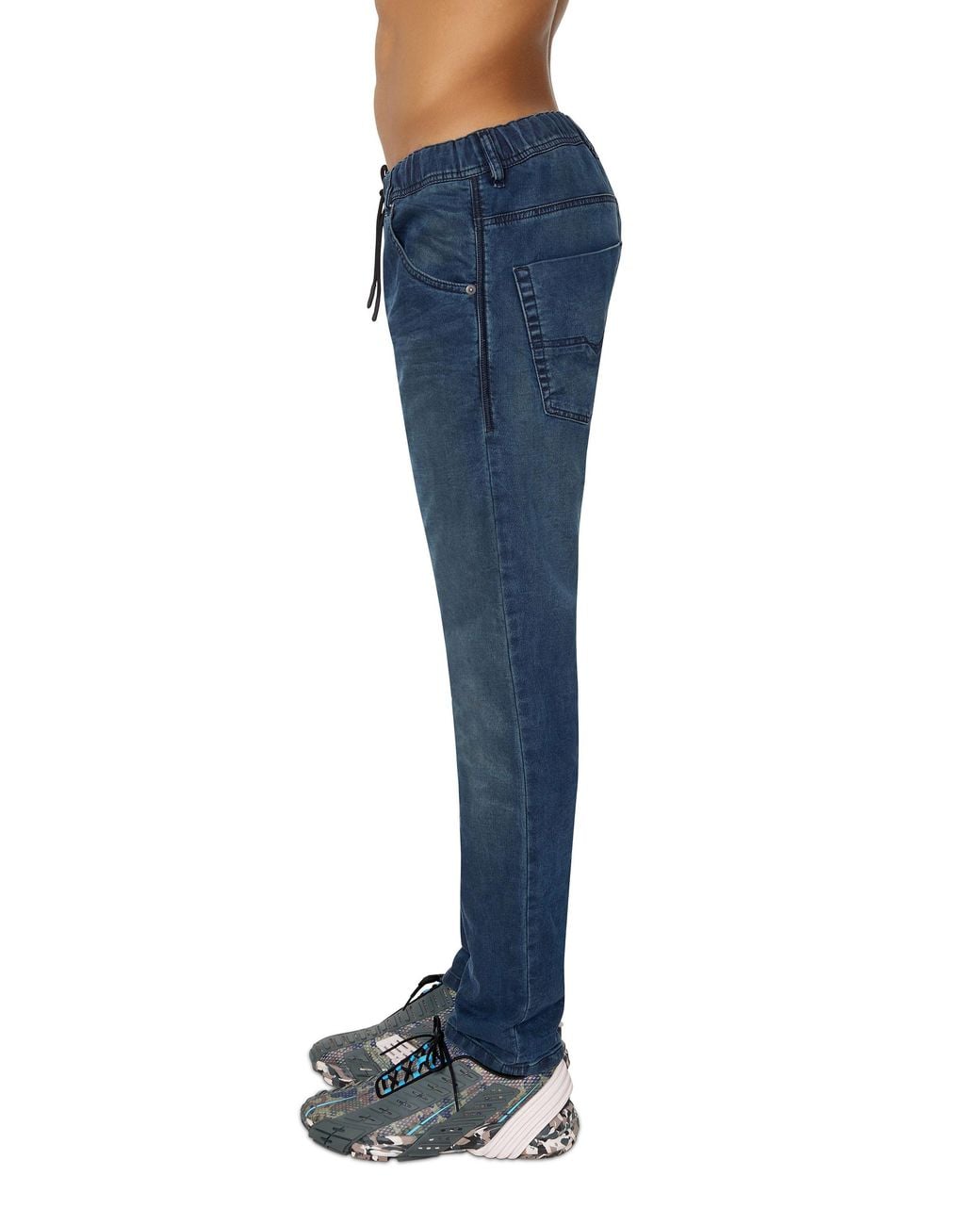 DIESEL Blue Drawstring Straight-Leg Jeans for men