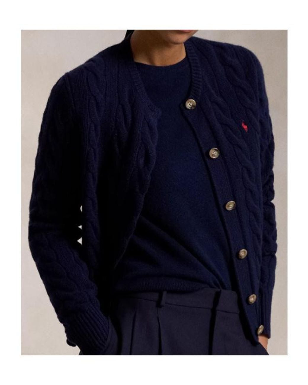 Polo Ralph Lauren Blue Pony Embroidered Cable-Knit Cardigan