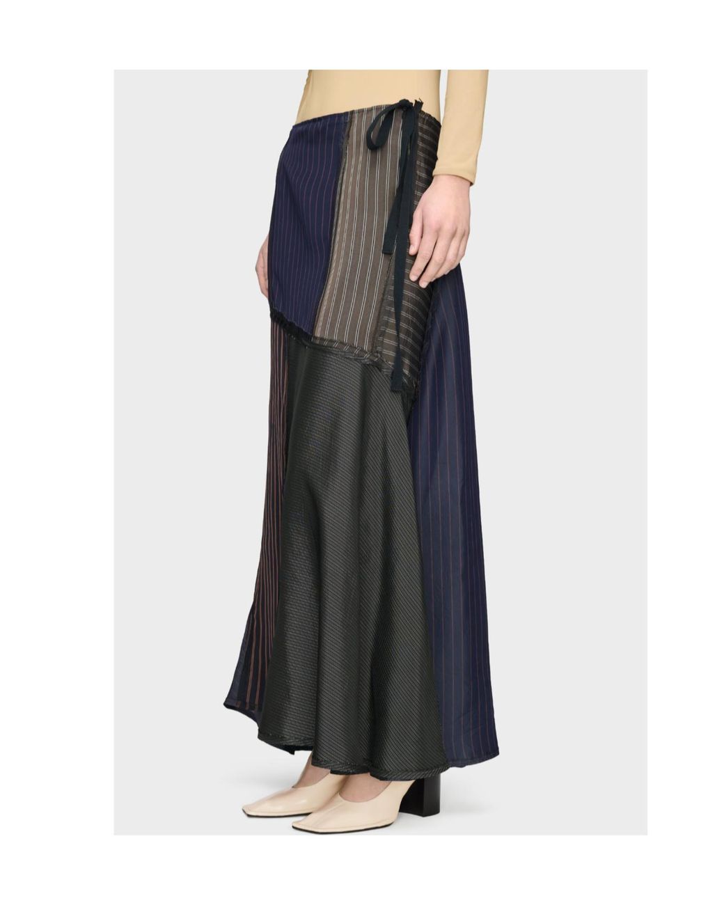 Maison Margiela Blue Patchwork Long Skirt